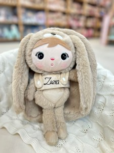 Outlet-  Zuzia- Plecak Metoo z wyjmowanym pluszakiem -beżowy  królik