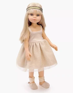 Komplet tutu Rosella Gold z baletkami i tiarą - ubranko dla lalki - Minikane 