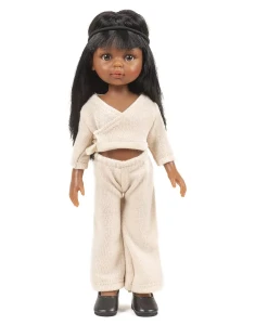 Jasnobeżowy komplet z dzianiny angorowej - ubranko dla lalki - Minikane  