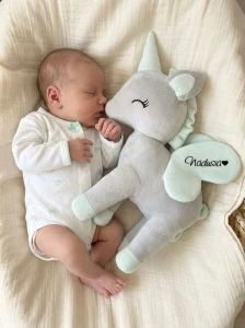 Pluszowy Jednorożec L- Szaro- miętowy- Melootka