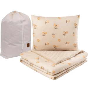 Komplet przedszkolaka VELVET 100x135 + poduszka, kołderka i worek - Lemon Beige - Infantilo   