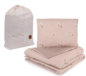 Komplet przedszkolaka VELVET 100x135 + poduszka, kołderka i worek - Daisy Blush - Infantilo 