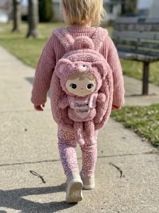 Plecak Metoo z wyjmowanym pluszakiem - Różowy miś Teddy